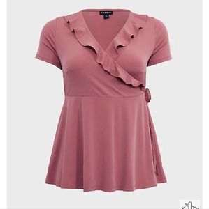ROSE PINK STUDIO KNIT RUFFLE TOP